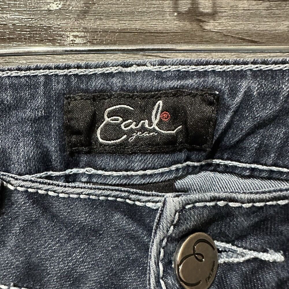 Earl Jeans Straight Leg Womens Denim Jeans Size 6 Embroidered Bling Flap Pocket - Picture 4 of 9